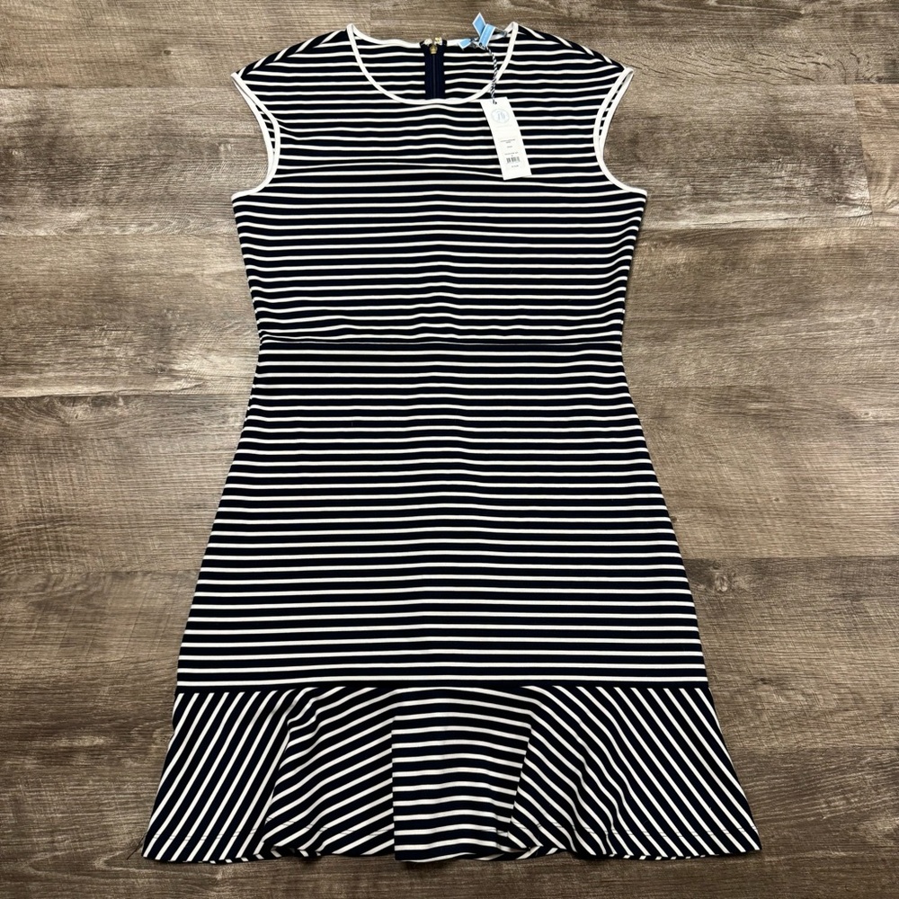 Draper James Striped Sleeveless Dress Navy & White Size Medium NWT